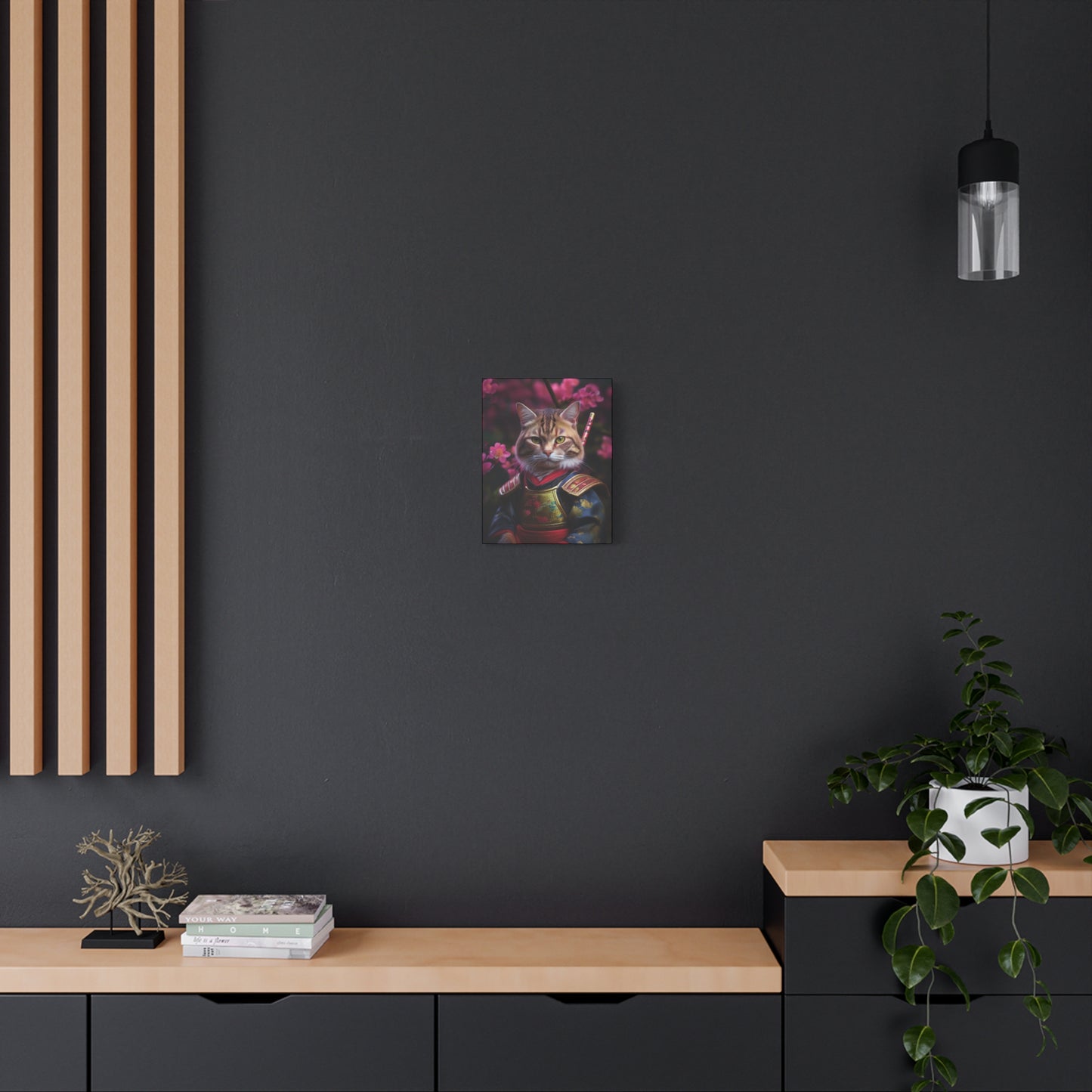 Samurai Meowster Canvas Art | Stretched Matte Wall Decor