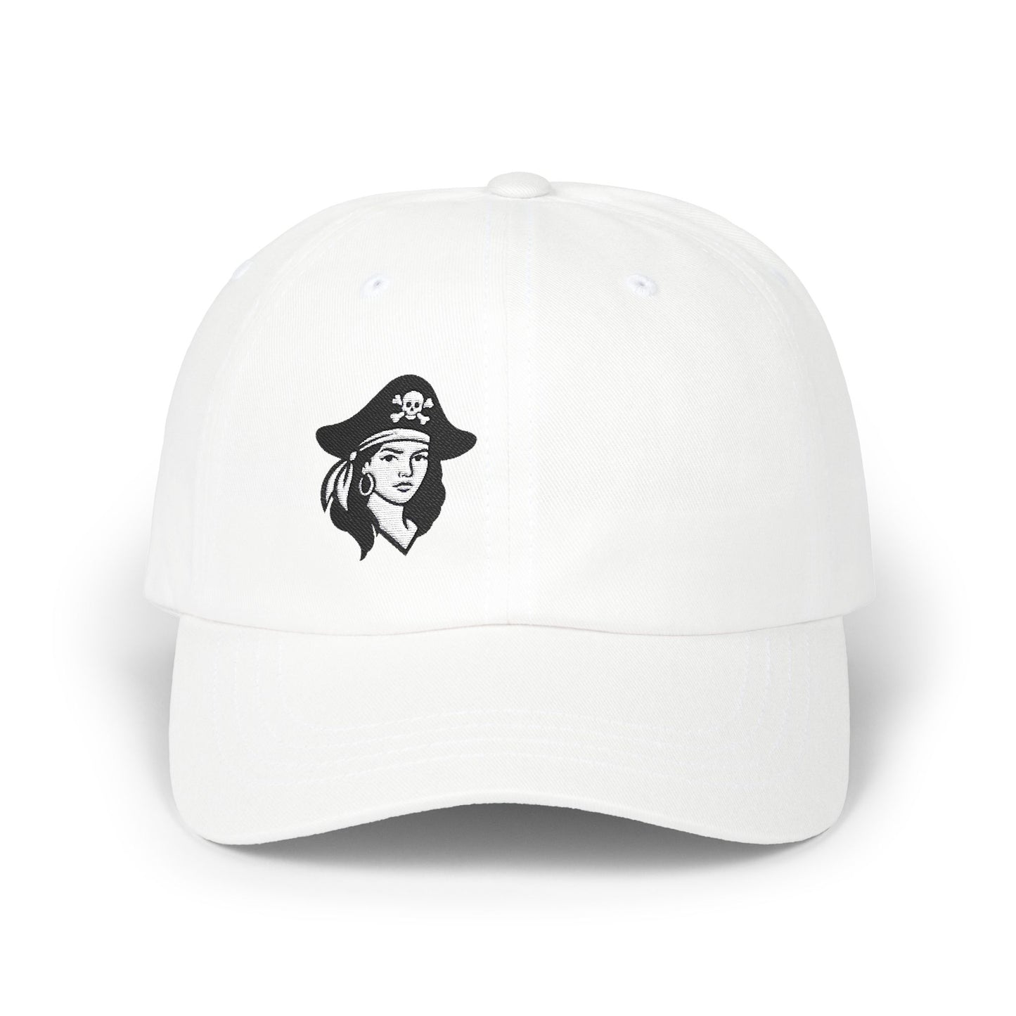 Pirate Girl Embroidered Classic Dad Hat – Bold Skull and Crossbones Graphic for Edgy Style, Retro Vibes, and Pirate-Themed Flair
