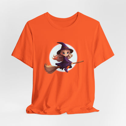 Cute Witch on a Broom Halloween Shirt – Adorable Flying Witch Graphic Tee for Kids and Magic Lovers