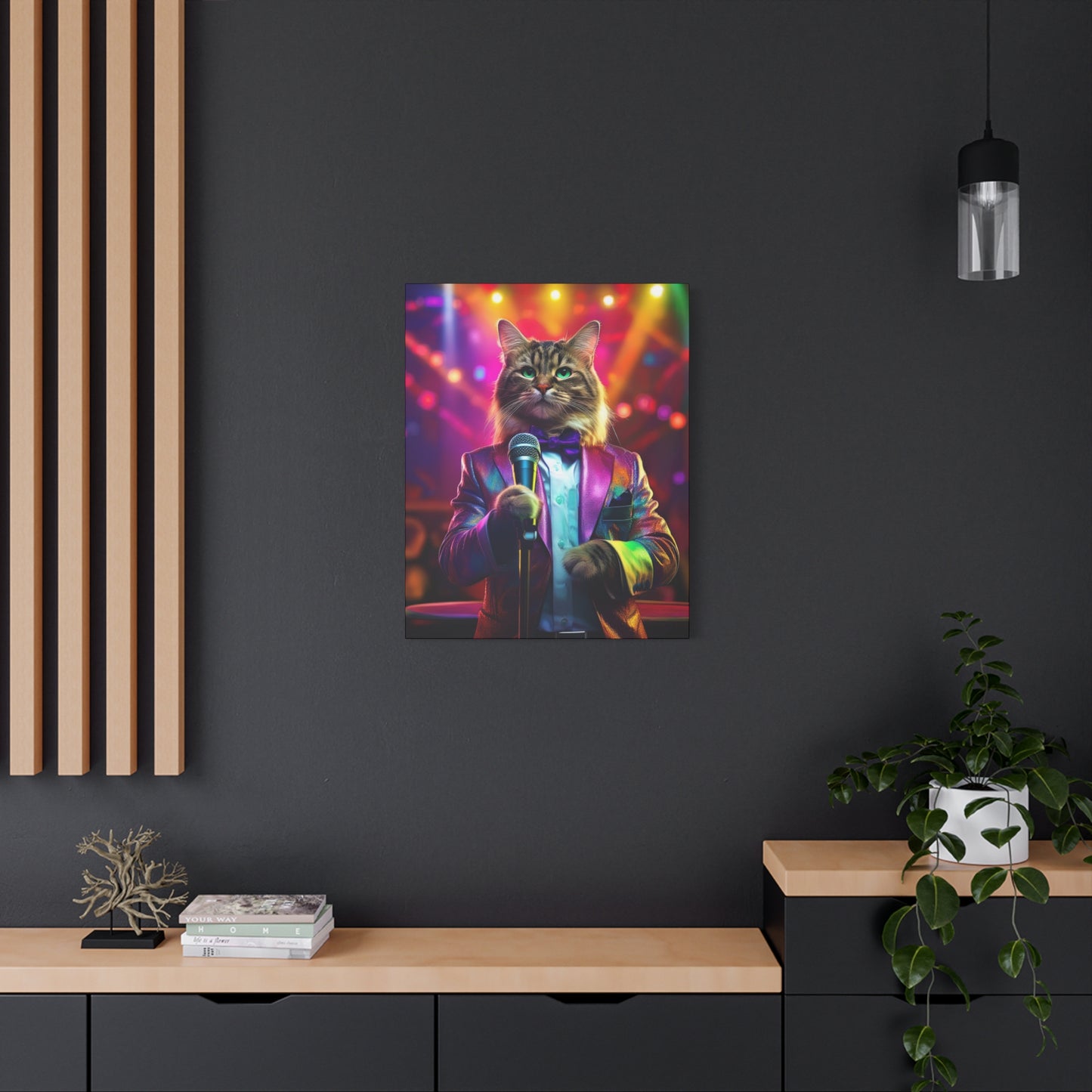 Purr-fectly Cool Lounge Cat Canvas Art | Stretched Matte Wall Decor 005