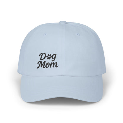 Dog Mom Classic Dad Hat – Embroidered Minimalist Dog Face Hat for Proud Pet Moms. Black Letters
