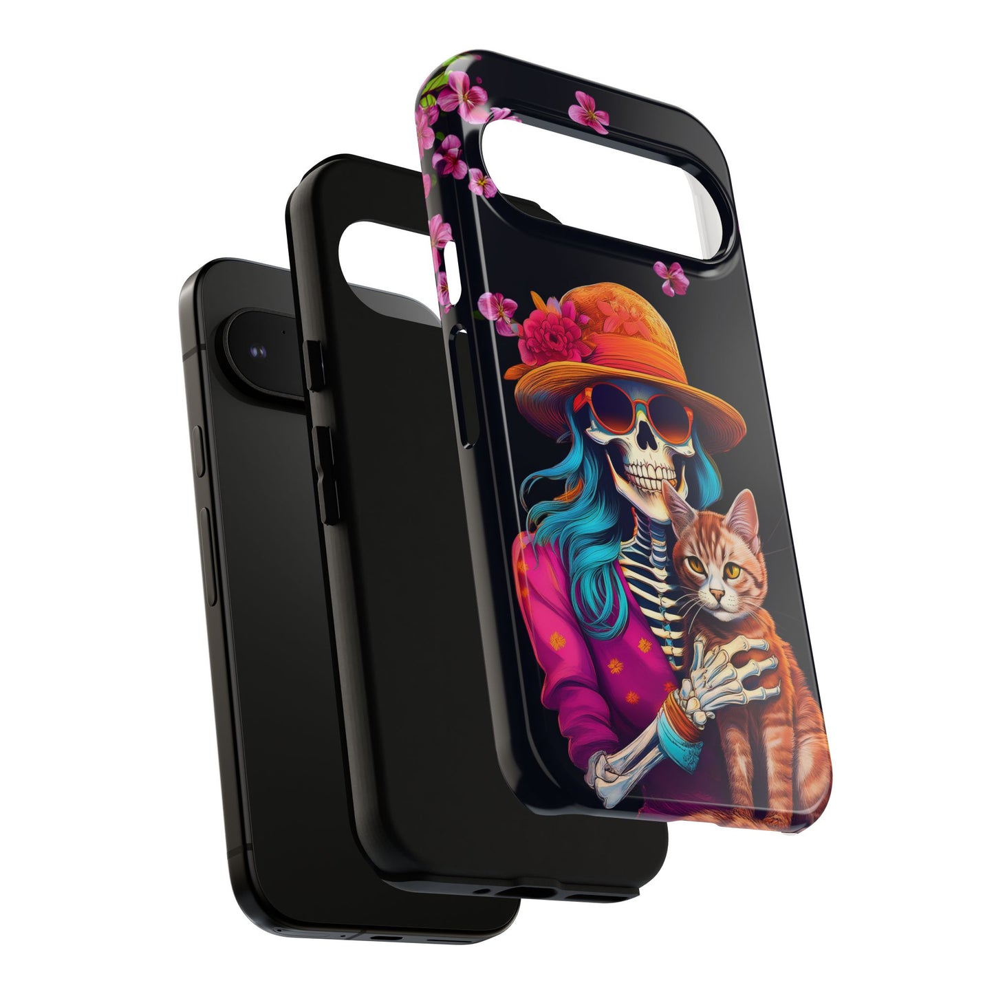 Skeleton holding a Cat Cell Phone Case 001