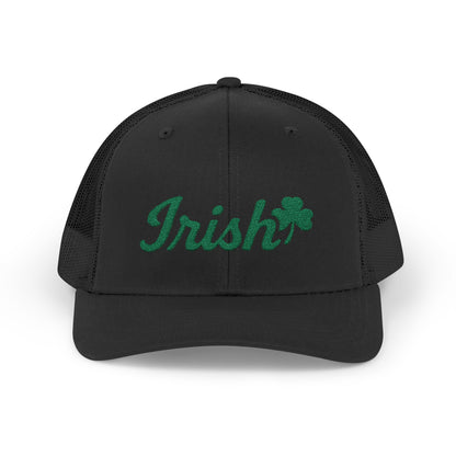 Irish Trucker Hat – Green Shamrock Hat with Script Embroidery for St. Patrick’s Day and Irish Pride