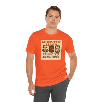 Monster Mash Tour '75 Halloween Shirt – Vintage Horror Band Tee Featuring Dracula, Wolfman, Frankenstein