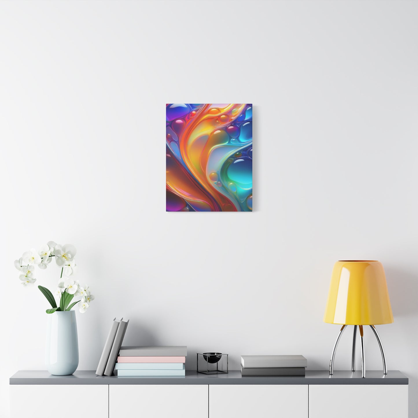 Flowing Glass Abstract Art Canvas Print - Colorful Fluid Design, Stretched Wall Decor