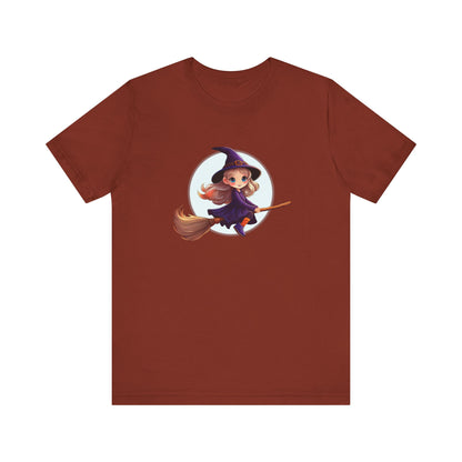 Cute Witch on a Broom Halloween Shirt – Adorable Flying Witch Graphic Tee for Kids and Magic Lovers