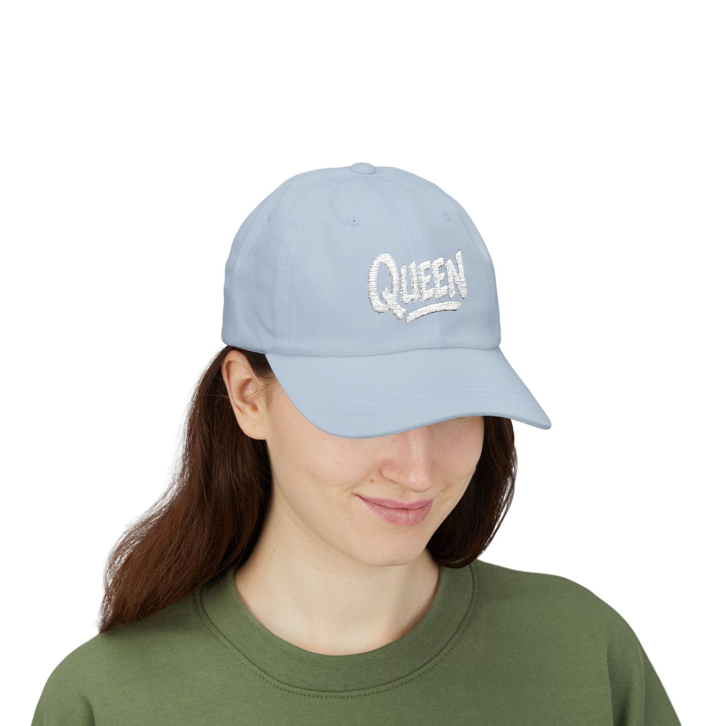 Queen Embroidered Classic Dad Hat – Bold Crown-Inspired Design for Queens Who Rule, Empowerment Style for Everyday Royalty. White Letters