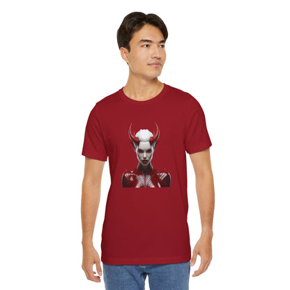 Fierce Devil Woman Halloween Shirt – Seductive Demon Graphic Tee for Bold Halloween Style