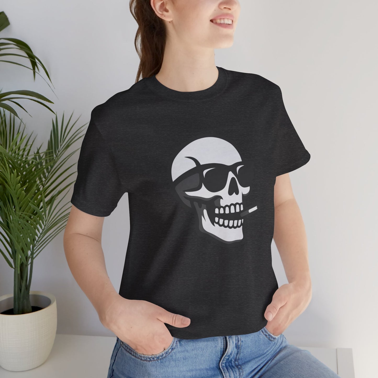 Cool Skull Graphic Tee Dark Theme – Smoking Skull Vector Design with Attitude