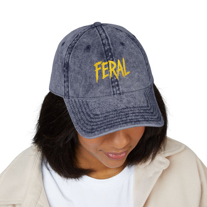 FERAL Vintage Hat – Bold Statement Hat with Wild Energy Font for Rebels, Misfits, and Chaos Enthusiasts