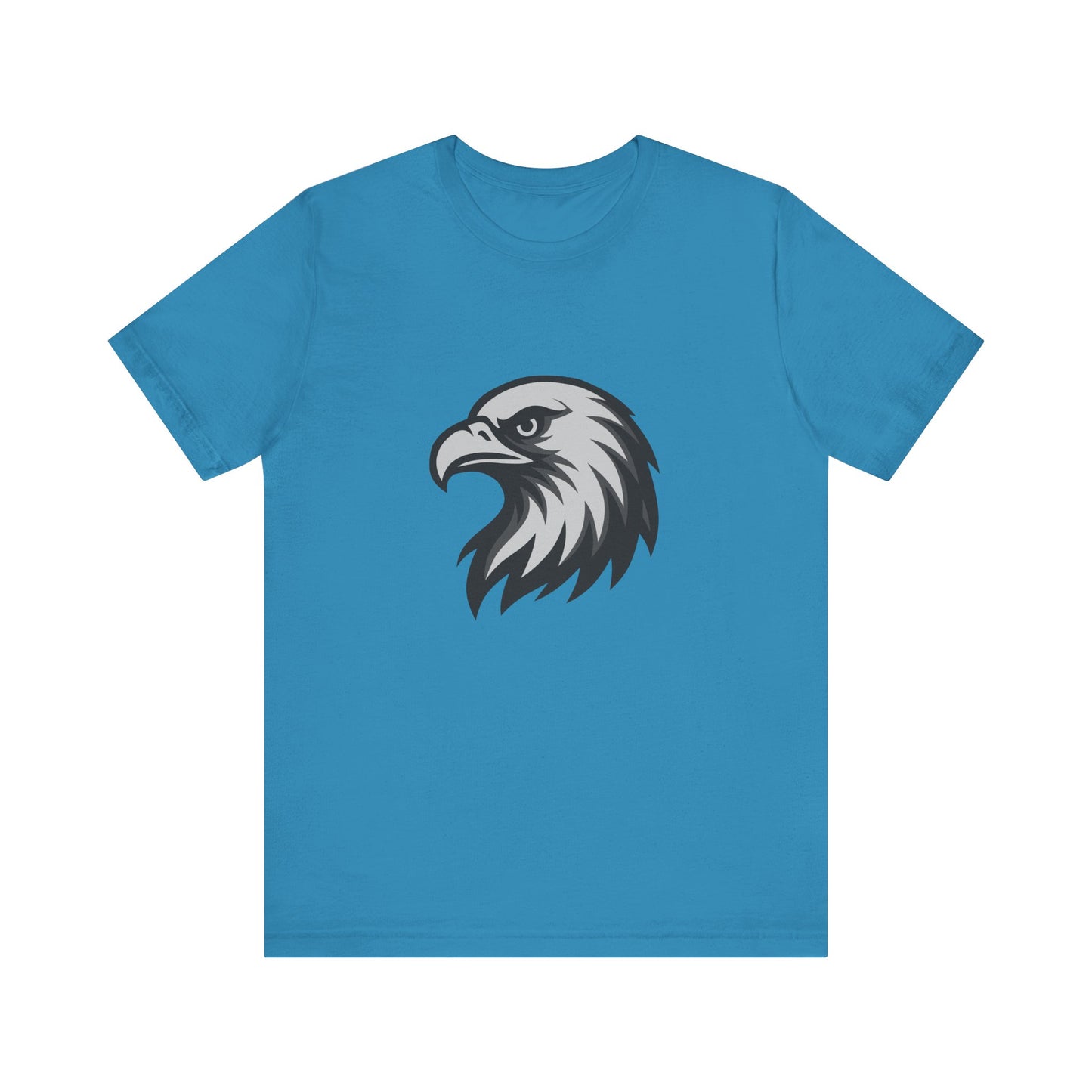 Eagle Head Graphic T-Shirt – Bold Dark Theme Grayscale Bird of Prey Design on Black Tee with Fierce Detail and Modern Ghost Effect. Unisex Jersey Short Sleeve Tee