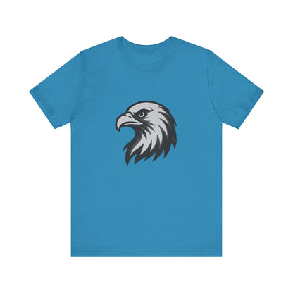 Eagle Head Graphic T-Shirt – Bold Dark Theme Grayscale Bird of Prey Design on Black Tee with Fierce Detail and Modern Ghost Effect. Unisex Jersey Short Sleeve Tee