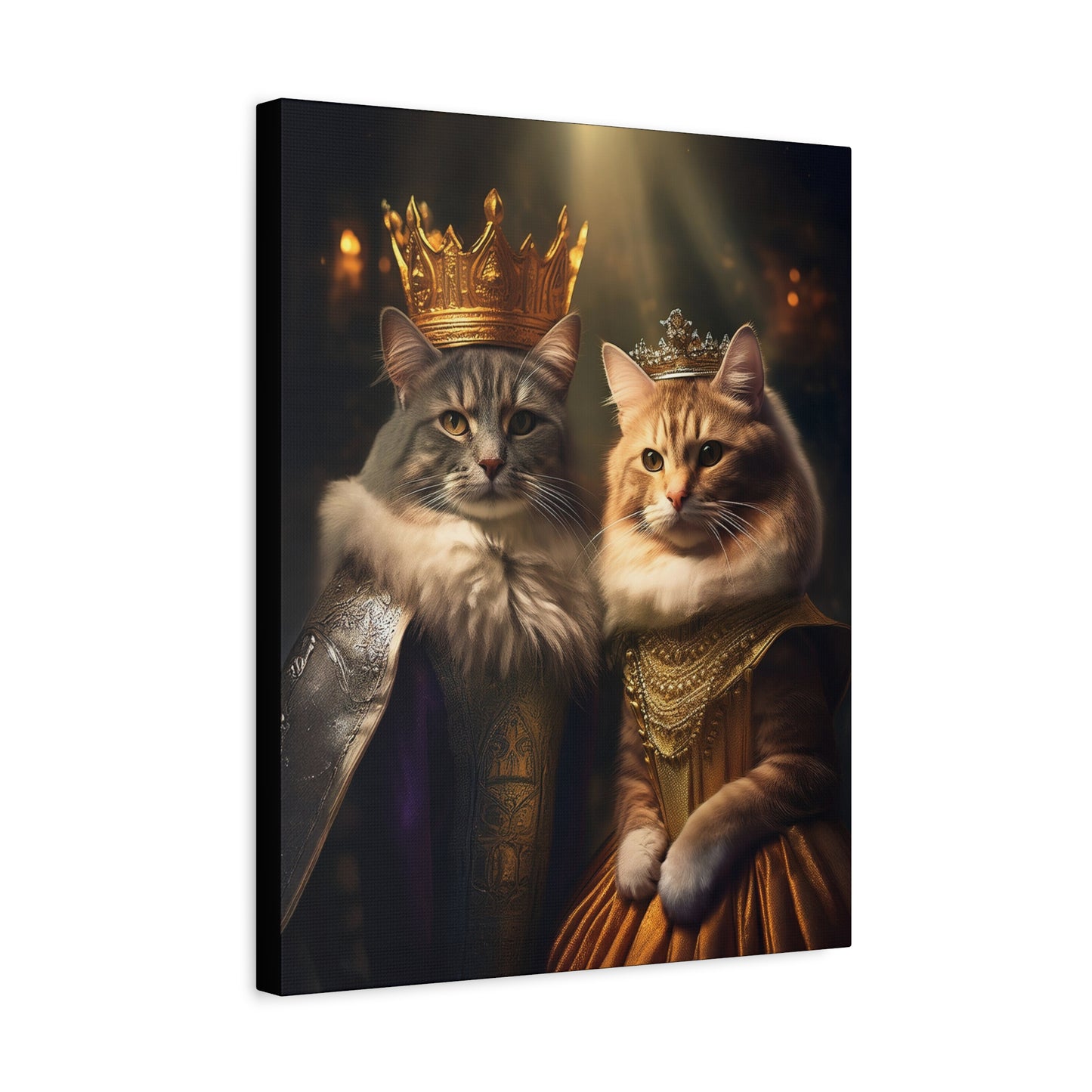 The Royal King and Queen of Meowsington Canvas Art | Stretched Matte Wall Decor 001