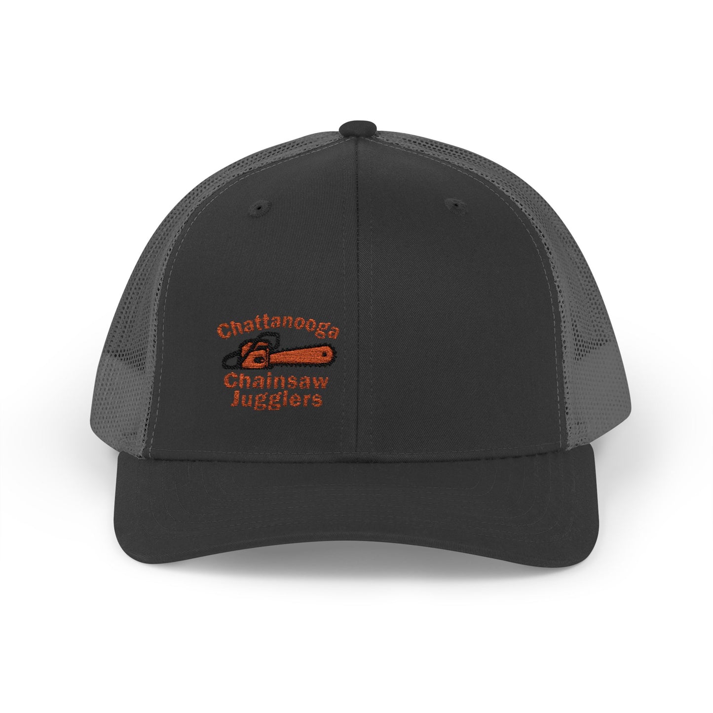 Chattanooga Chainsaw Jugglers Trucker Hat – Embroidered Retro Circus Chaos Hat with Dangercore Energy
