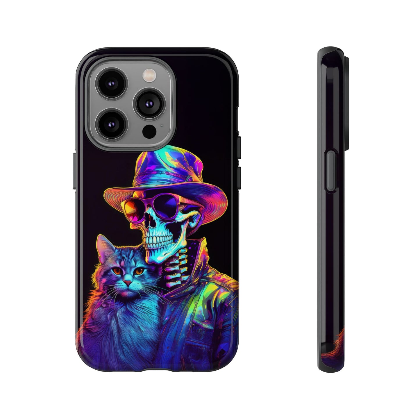 Skeleton holding a Cat Cell Phone Case 002