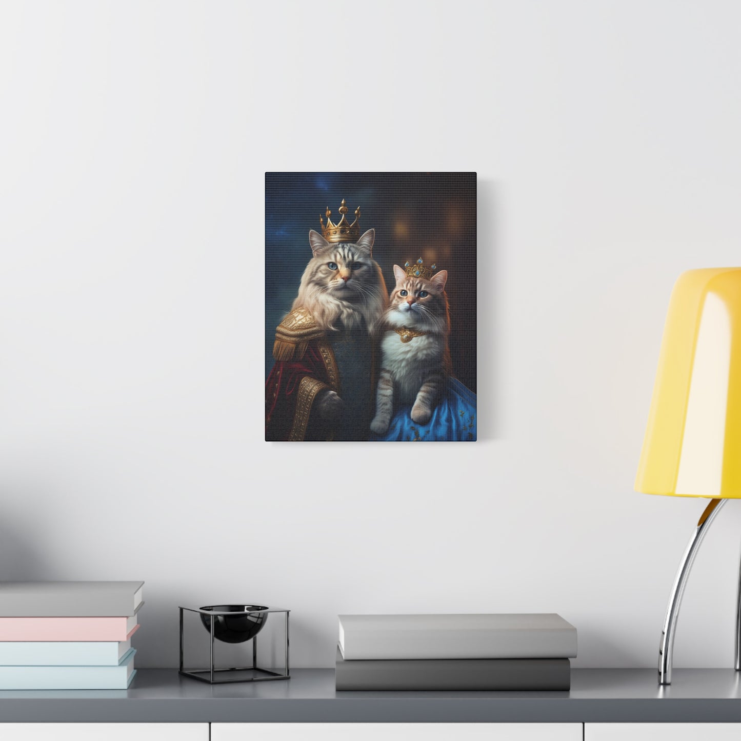 The Royal King and Queen of Meowsington Canvas Art | Stretched Matte Wall Decor 002