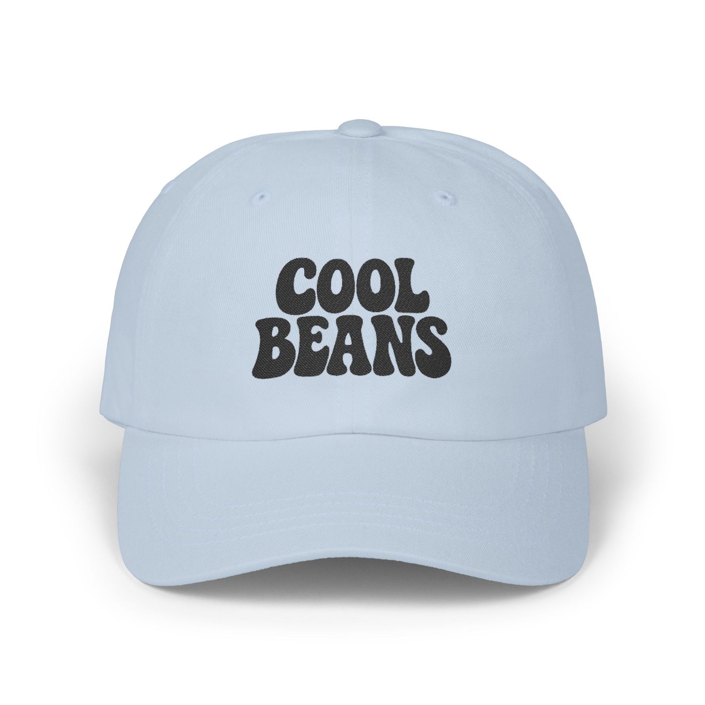 Cool Beans Classic Dad Hat – Embroidered Minimalist Text Hat for Chill Vibes and Quiet Comedy Fans. Black Letters