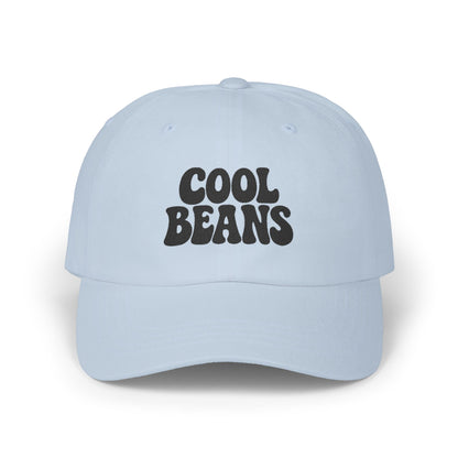 Cool Beans Classic Dad Hat – Embroidered Minimalist Text Hat for Chill Vibes and Quiet Comedy Fans. Black Letters