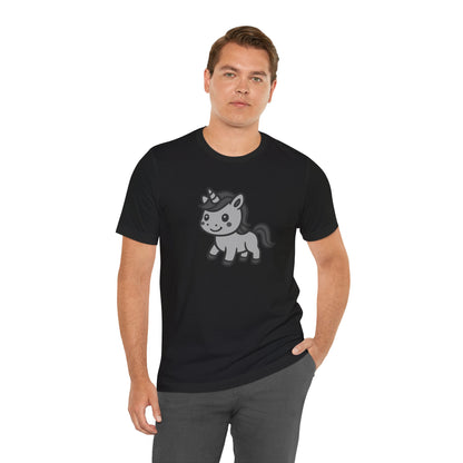 Cute Unicorn Graphic Tee Dark Theme – Kawaii Vector Design with Whimsical Charm