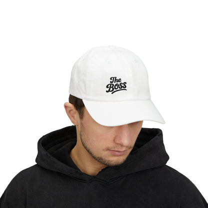 The Boss Classic Dad Hat – Embroidered Funny Statement Hat for Confident Leaders and Power Players. Black Letters