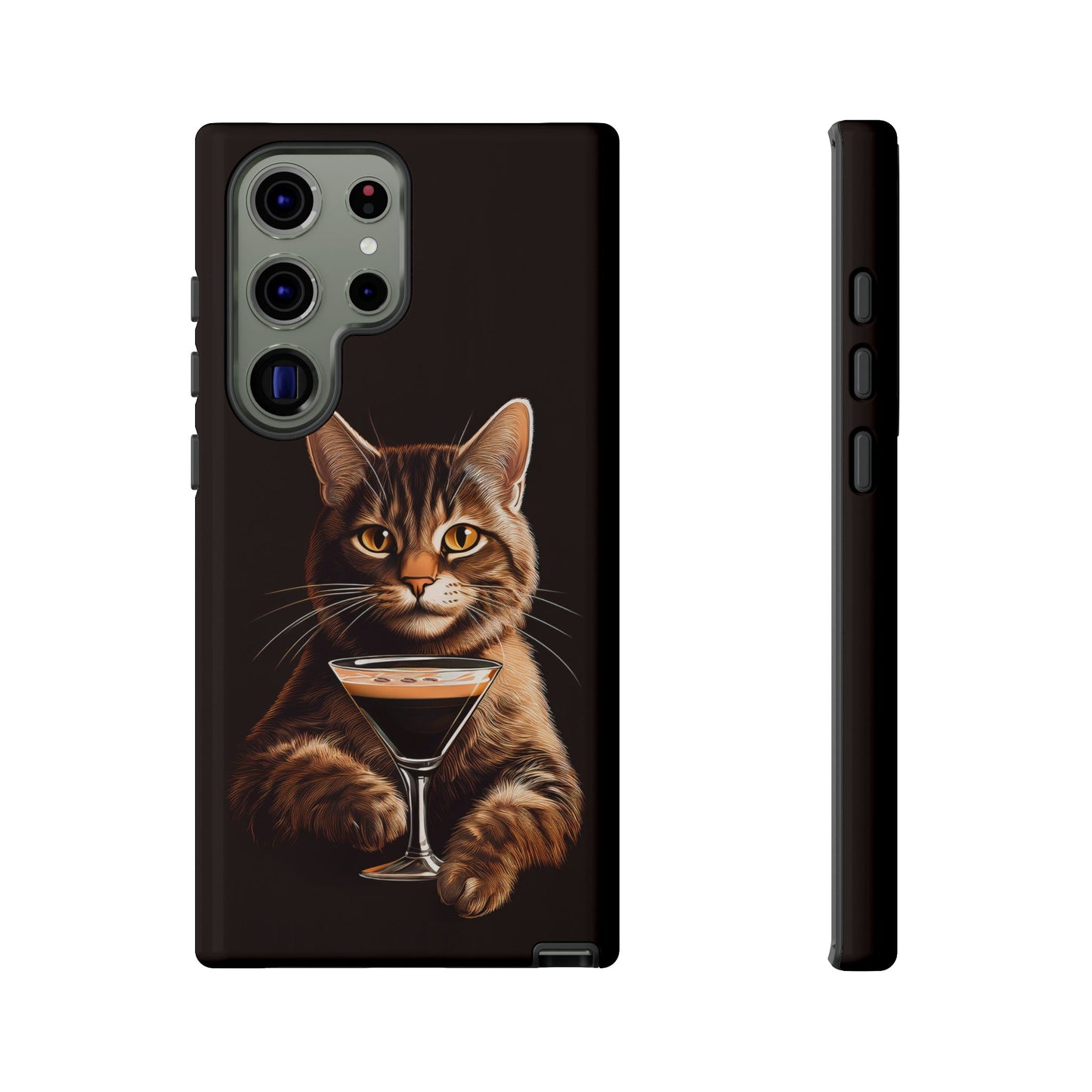 Sophisticated Cat with Espresso Martini Cell Phone Case 001