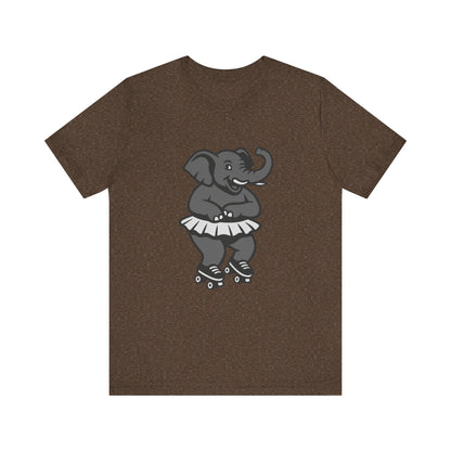 Roller Skating Elephant Graphic Tee Dark Theme – Funny Circus Style Vector Design