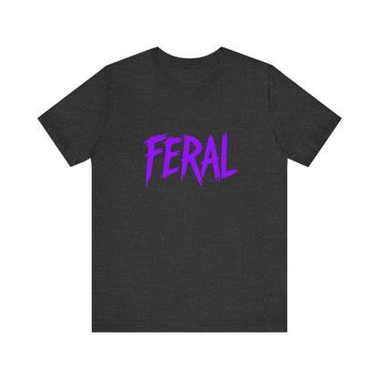 Colorful Design FERAL Shirt – Bold Purple Graphic Tee for Untamed Women Who Embrace Their Wild Side. Unisex Jersey Short Sleeve Tee