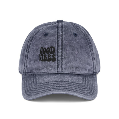Good Vibes Vintage Hat – Embroidered Retro Text Hat for Positive Vibes, Chill Style, and Everyday Feel-Good Energy