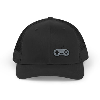 Retro Game Controller Trucker Hat – Embroidered Gamer Hat for Vintage Video Game Lovers and 90s Nostalgia