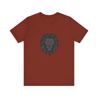 Dark Lion Graphic T-Shirt – Dark Theme Grayscale Lion Face Design on Black Tee for Strength, Confidence, and Modern Ghost Effect Style. Unisex Jersey Short Sleeve Tee