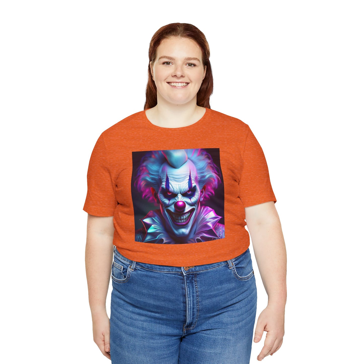 Scary Clown Halloween Shirt – Creepy Evil Clown Face Graphic Tee for Horror Fans. Unisex Jersey Short Sleeve Tee