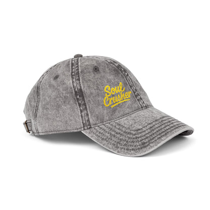 Soul Crusher Vintage Hat – Clean Script Hat with Bold Edge for Heartbreakers, Villains, and Power Moves