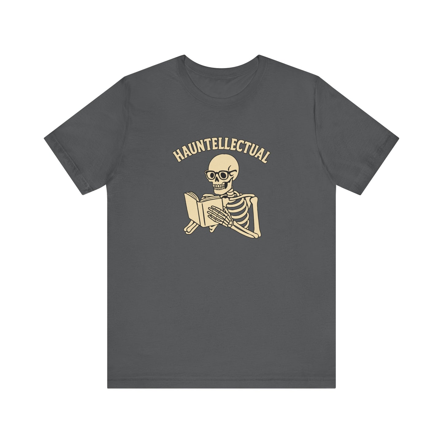 Hauntellectual Halloween Shirt – Funny Skeleton Reading Book Tee for Spooky Smart People