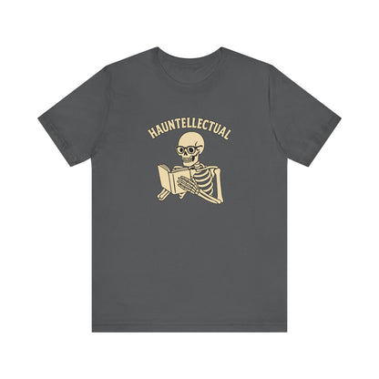 Hauntellectual Halloween Shirt – Funny Skeleton Reading Book Tee for Spooky Smart People