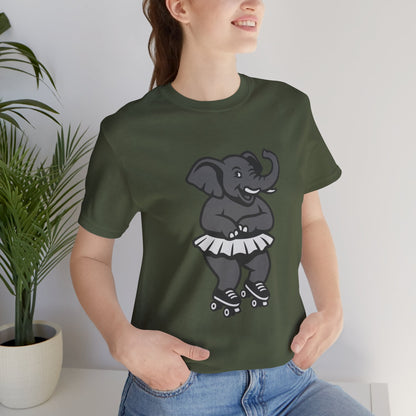Roller Skating Elephant Graphic Tee Dark Theme – Funny Circus Style Vector Design