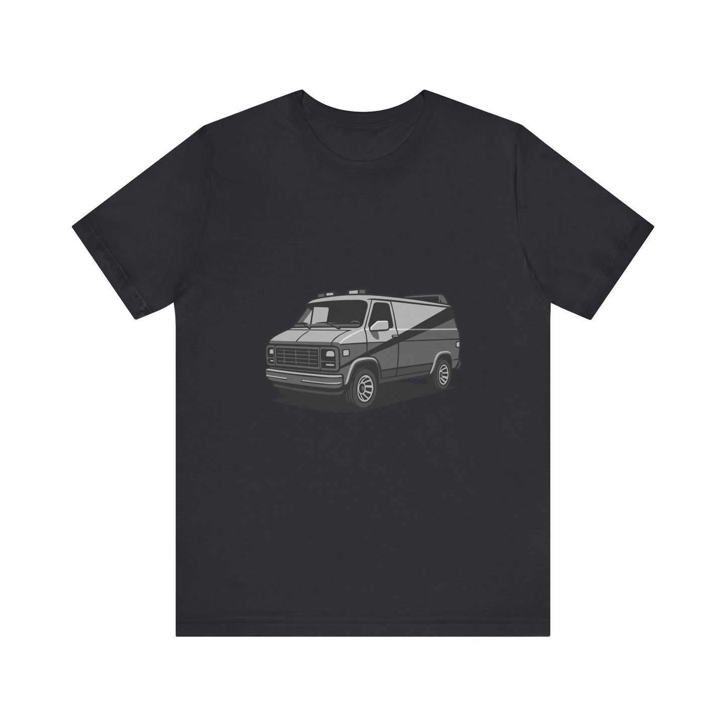 Retro Van Graphic Tee Dark Theme – 80s Vector Design with Classic Adventure Vibes