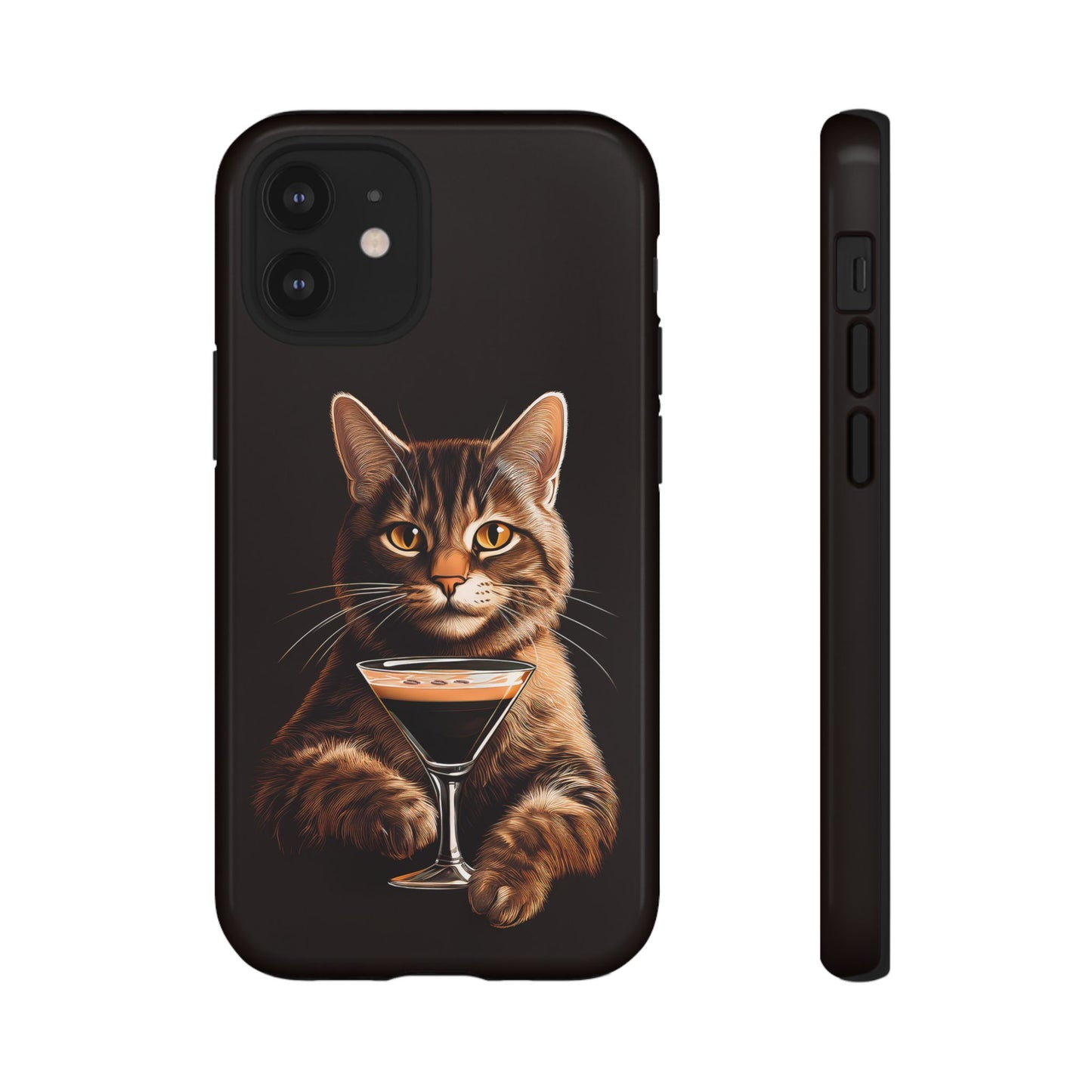 Sophisticated Cat with Espresso Martini Cell Phone Case 001