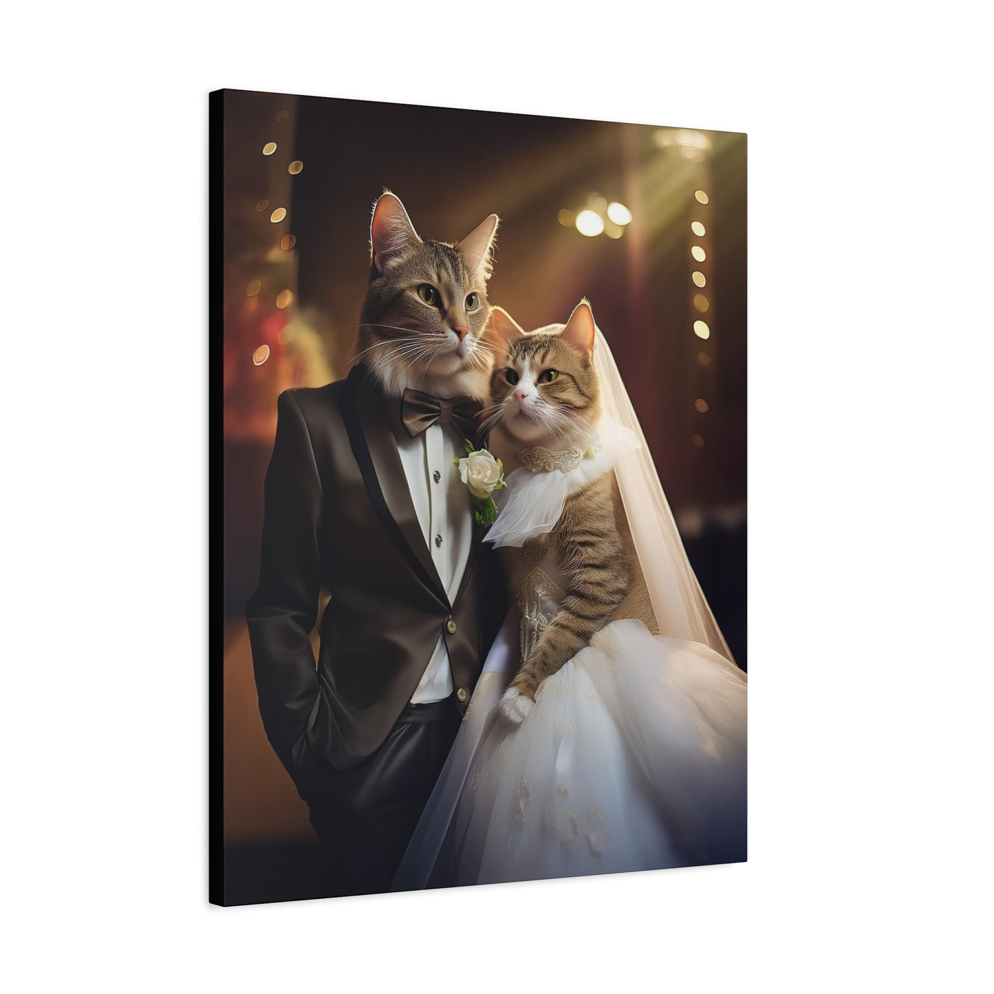 Cat Wedding Day Canvas Art | Stretched Matte Wall Decor 002