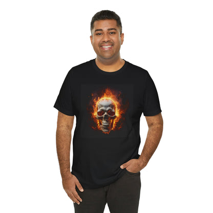 Flaming Skull Halloween Shirt – Intense Fire Skull Graphic Tee for Hardcore Spooky Season Style