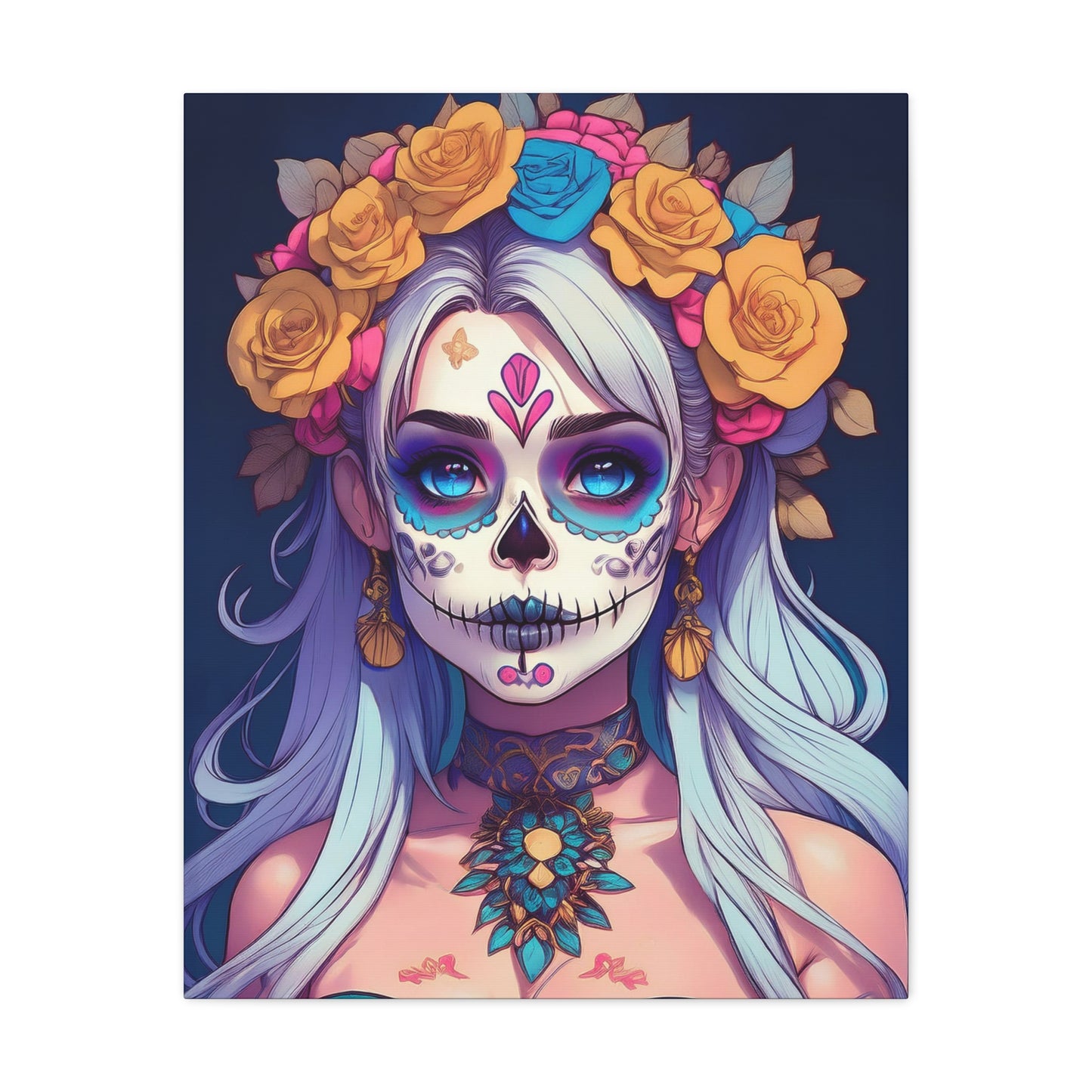 Dia de los Muertos Canvas Art | Day of the Dead - Stretched Matte Wall Decor 014