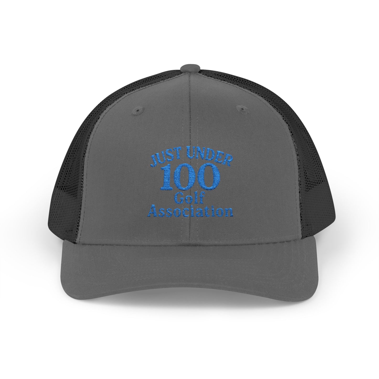 Just Under 100 Golf Trucker Hat – Embroidered Funny Golf Hat for Weekend Golfers and Casual Fairway Vibes. Blue Letters