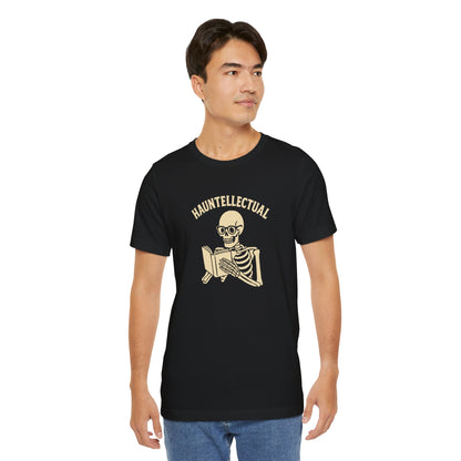 Hauntellectual Halloween Shirt – Funny Skeleton Reading Book Tee for Spooky Smart People