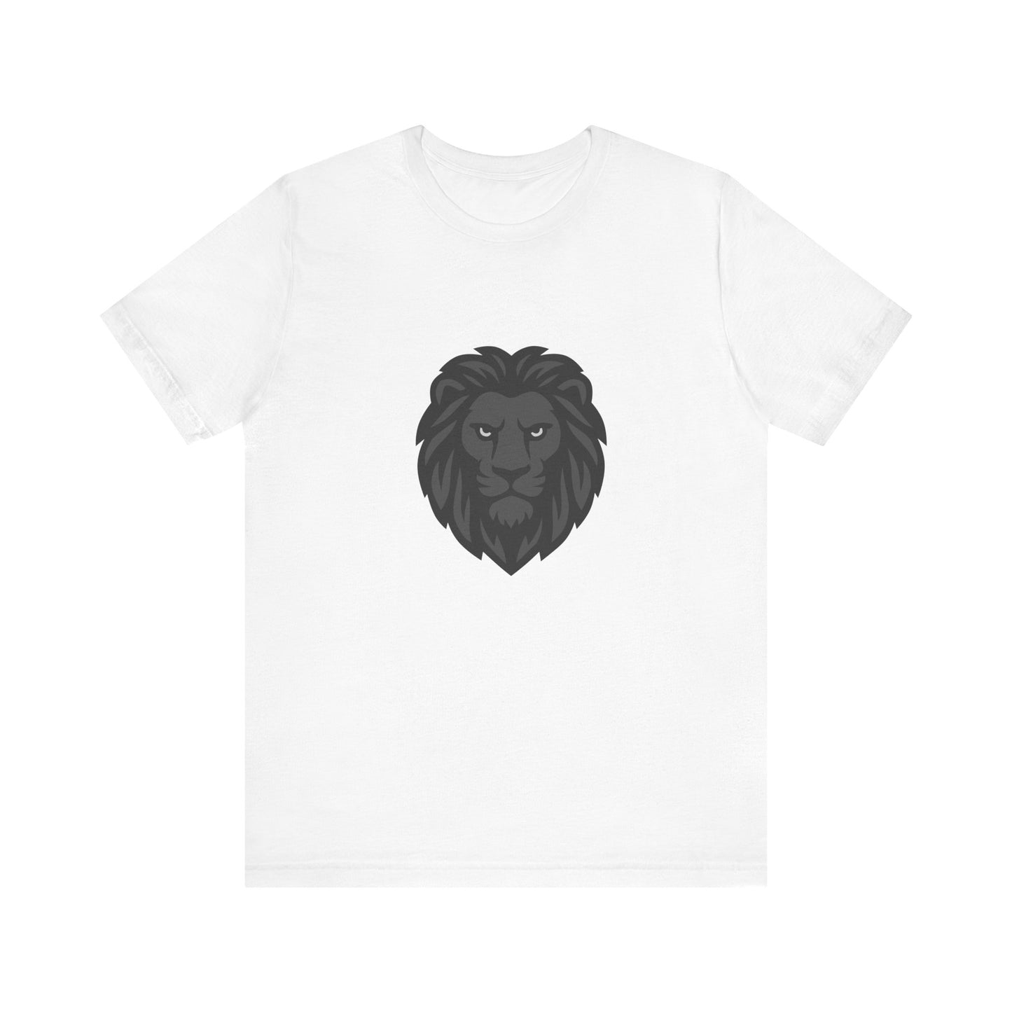 Dark Lion Graphic T-Shirt – Dark Theme Grayscale Lion Face Design on Black Tee for Strength, Confidence, and Modern Ghost Effect Style. Unisex Jersey Short Sleeve Tee