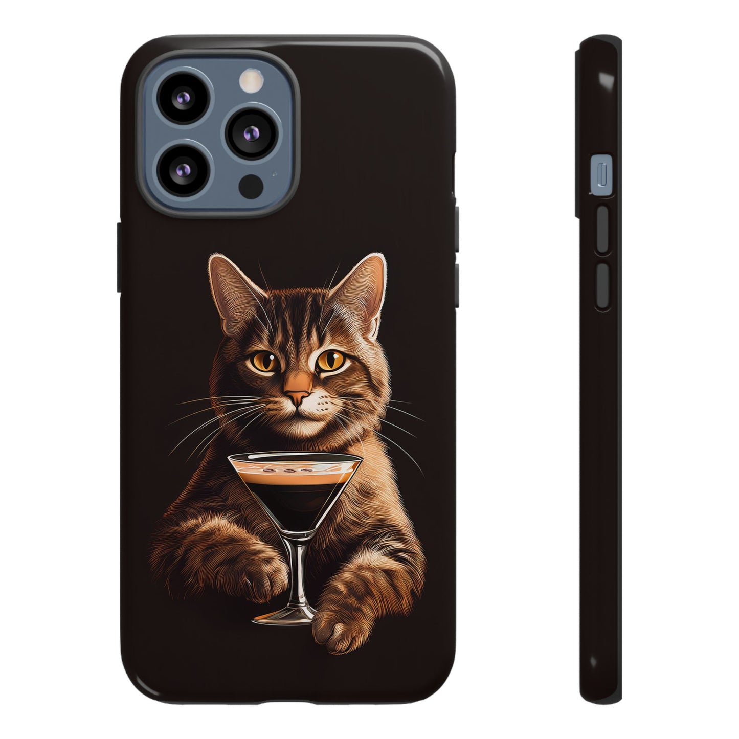 Sophisticated Cat with Espresso Martini Cell Phone Case 001