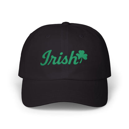 Irish Embroidered Classic Dad Hat – Green Shamrock Baseball Hat with Script Text for St. Patrick’s Day, Irish Pride, and Everyday Luck