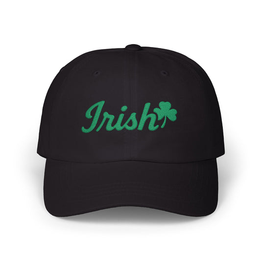 Irish Embroidered Classic Dad Hat – Green Shamrock Baseball Hat with Script Text for St. Patrick’s Day, Irish Pride, and Everyday Luck