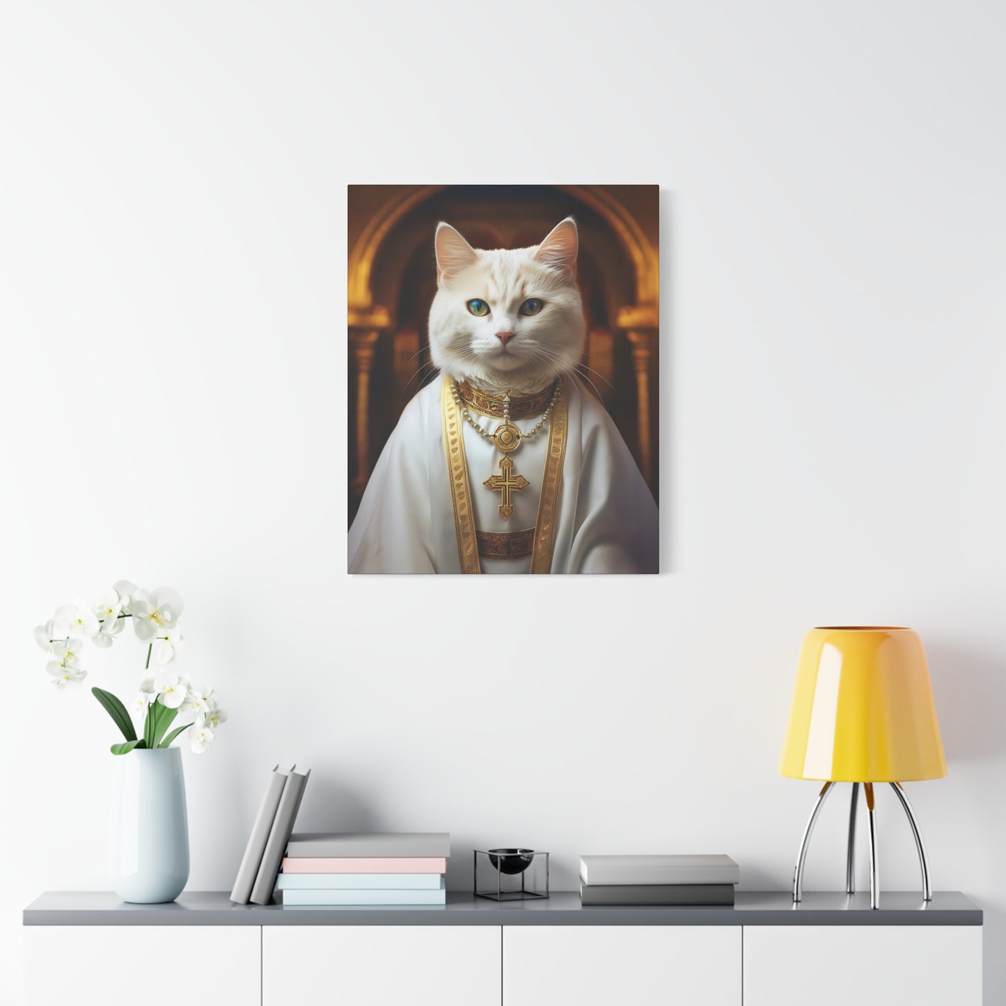 Cat-holic Priest Canvas Art | Stretched Matte Wall Decor