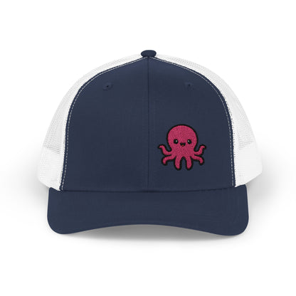 Cute Octopus Trucker Hat – Embroidered Kawaii Sea Creature Hat for Ocean Lovers and Tentacle Fans