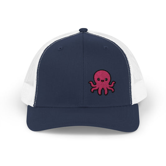 Cute Octopus Trucker Hat – Embroidered Kawaii Sea Creature Hat for Ocean Lovers and Tentacle Fans