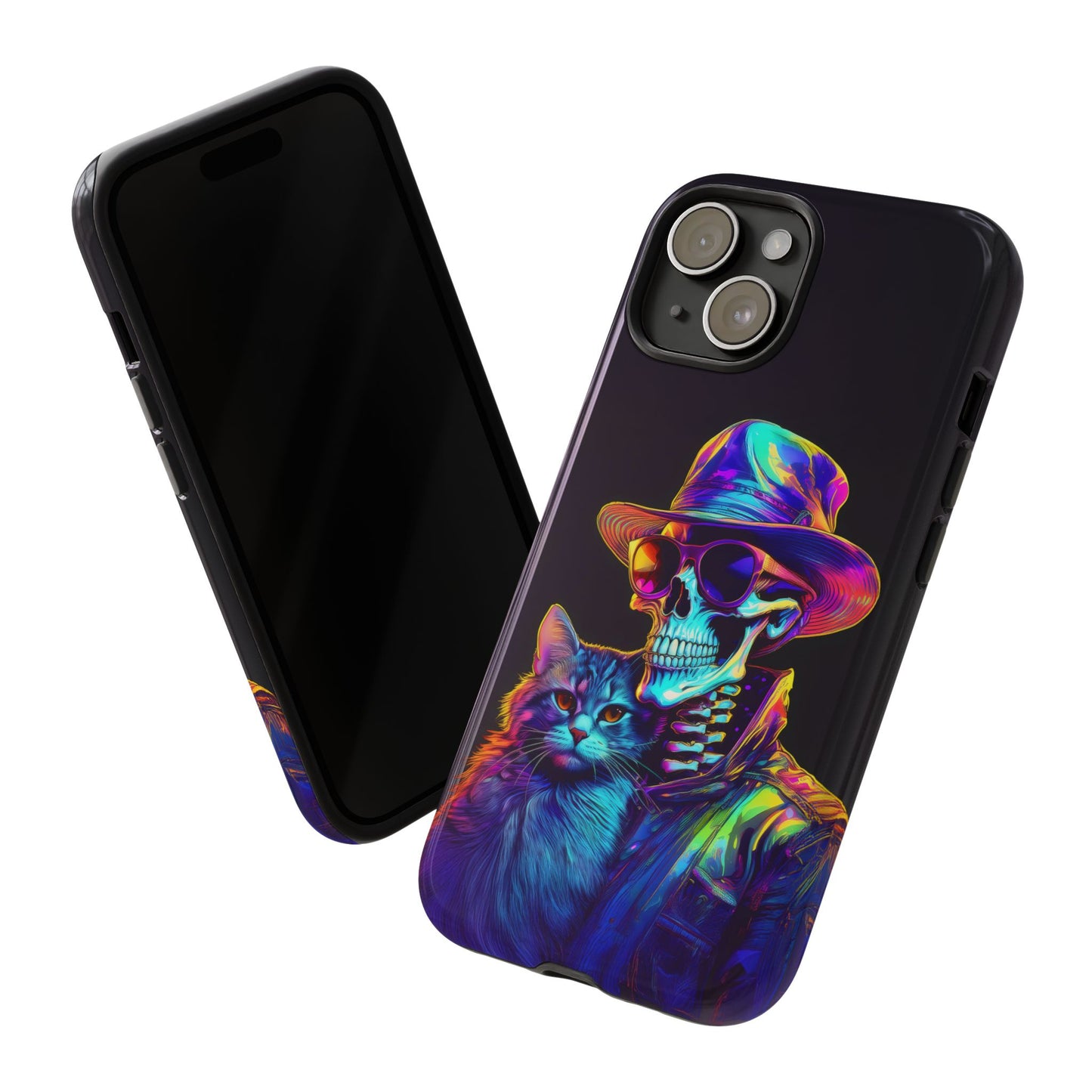 Skeleton holding a Cat Cell Phone Case 002